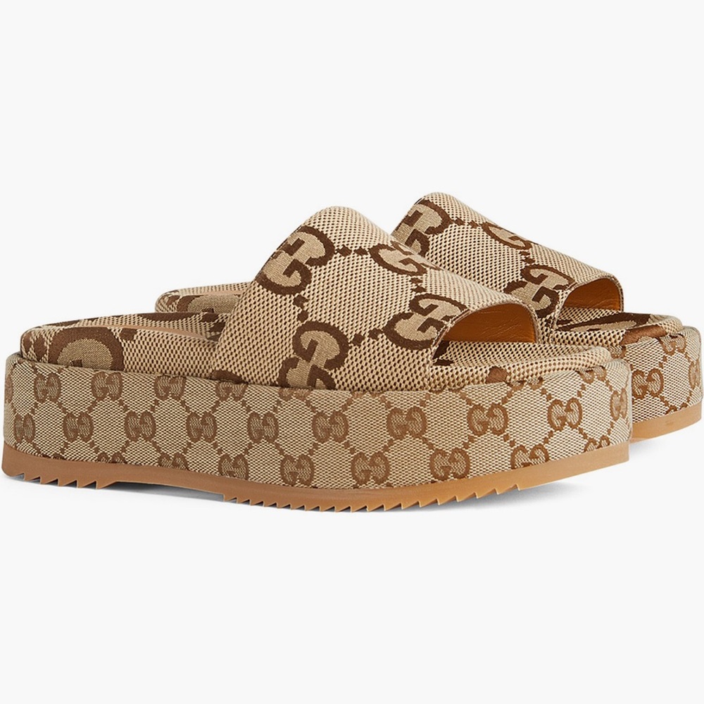 Gucci Angelina GG Logo Platform Slide Sandal - Picture 6 of 10
